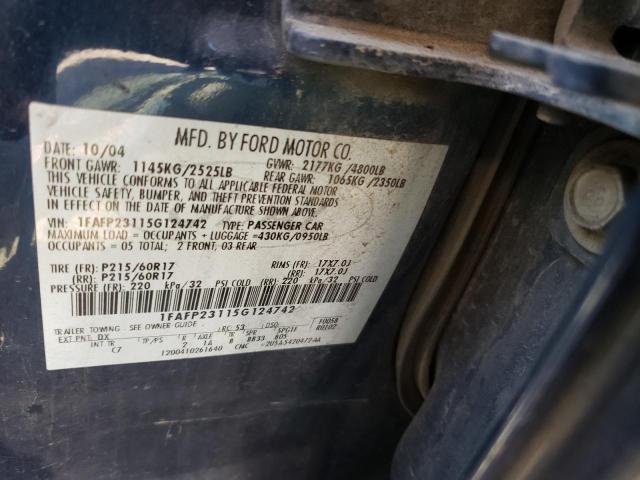 Photo 10 from auction – 2005 FORD FIVE HUNDR with VIN 1FAFP23115G124742