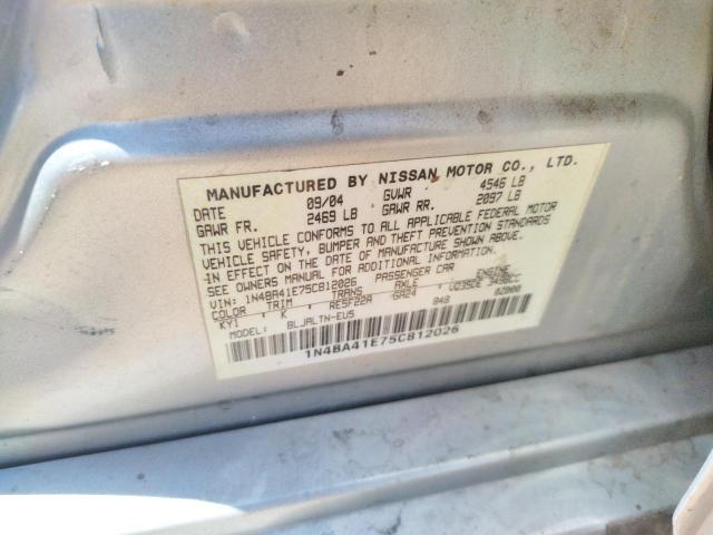 Photo 10 from auction – 2005 NISSAN MAXIMA SE with VIN 1N4BA41E75C812026