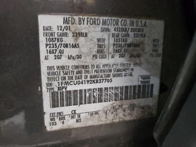 Photo 10 from auction – 2002 FORD ESCAPE XLT with VIN 1FMCU04192KB37705