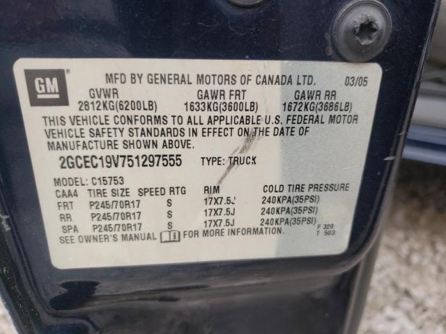 Photo 10 from auction – 2005 CHEVROLET SILVERADO with VIN 2GCEC19V751297555