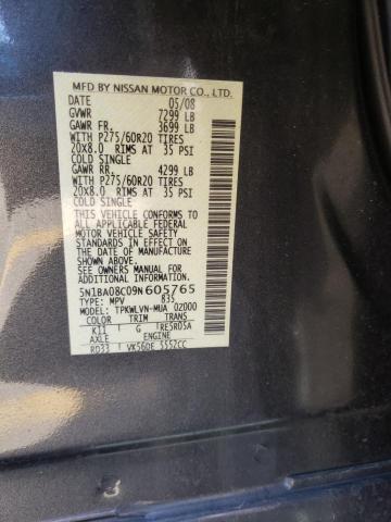 Photo 10 from auction – 2009 NISSAN ARMADA SE with VIN 5N1BA08C09N605765