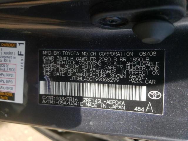 Photo 10 from auction – 2009 TOYOTA COROLLA BA with VIN JTDBL40E199068299