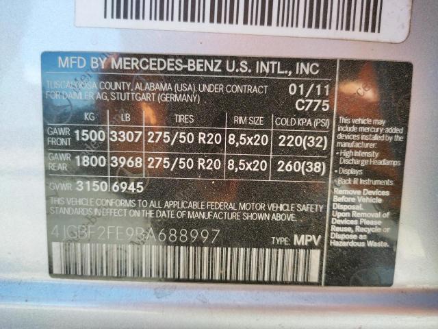 Photo 10 from auction – 2011 MERCEDES-BENZ GL 350 BLU with VIN 4JGBF2FE9BA688997