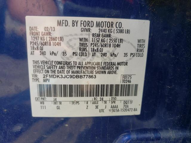 Photo 10 from auction – 2013 FORD EDGE SEL with VIN 2FMDK3JC9DBB77863