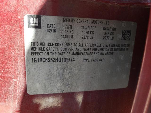 Photo 10 from auction – 2017 CHEVROLET VOLT LT with VIN 1G1RC6S52HU101774