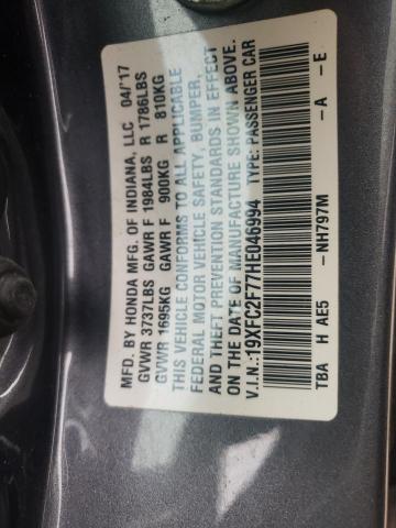Photo 10 from auction – 2017 HONDA CIVIC EX with VIN 19XFC2F77HE046994