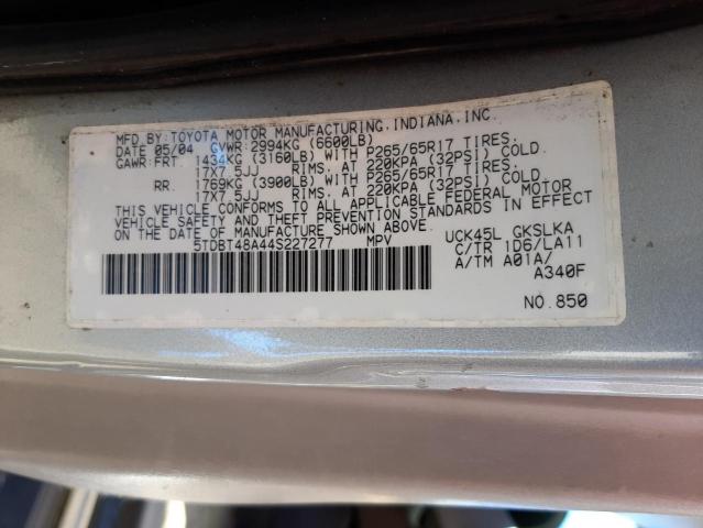 Photo 10 from auction – 2004 TOYOTA SEQUOIA with VIN 5TDBT48A44S227277