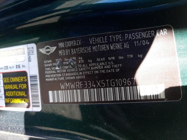 Photo 10 from auction – 2005 MINI COOPER with VIN WMWRF334X5TG10967