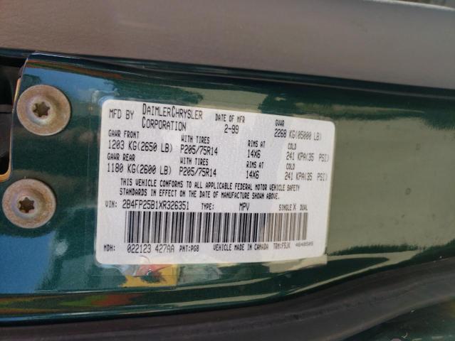 Photo 10 from auction – 1999 DODGE CARAVAN with VIN 2B4FP25B1XR326351