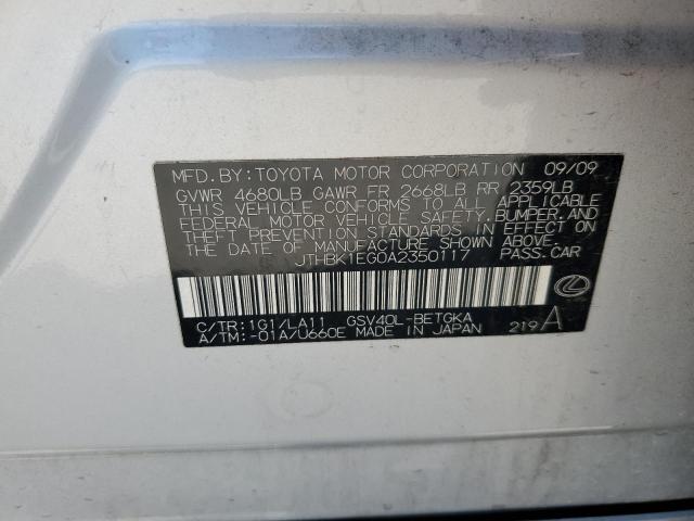 Photo 10 from auction – 2010 LEXUS ES 350 with VIN JTHBK1EG0A2350117