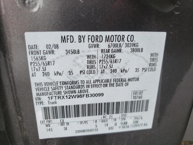 Zdjęcie 10 z aukcji – 2008 FORD F150 z VIN 1FTRX12W98FB30099
