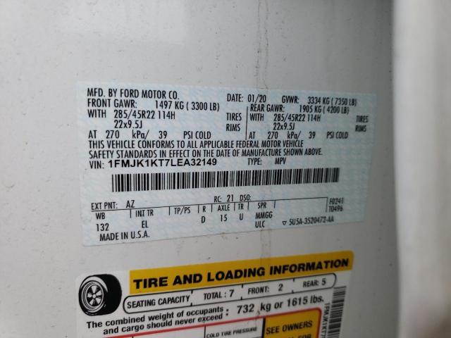 Photo 10 from auction – 2020 FORD EXPEDITION with VIN 1FMJK1KT7LEA32149