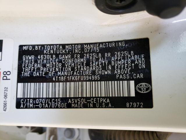 Photo 10 from auction – 2015 TOYOTA CAMRY LE with VIN 4T1BF1FK6FU994995