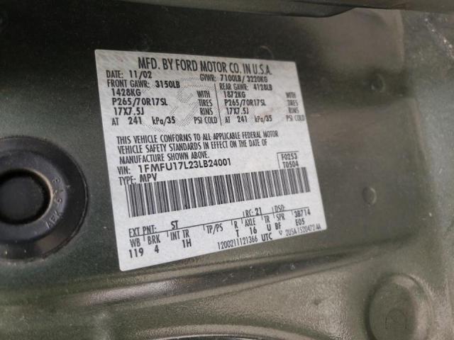 Photo 10 from auction – 2003 FORD EXPEDITION with VIN 1FMFU17L23LB24001