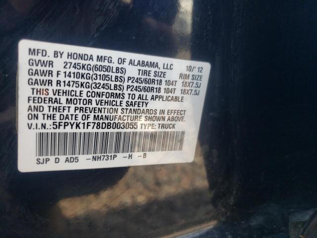 Photo 10 from auction – 2013 HONDA RIDGELINE with VIN 5FPYK1F78DB003055