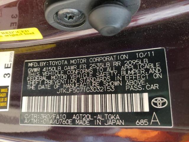 Photo 10 from auction – 2012 TOYOTA SCION TC with VIN JTKJF5C71C3032153