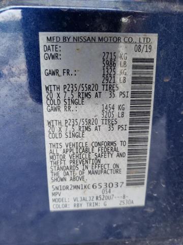 Photo 10 from auction – 2019 NISSAN PATHFINDER with VIN 5N1DR2MN1KC653037