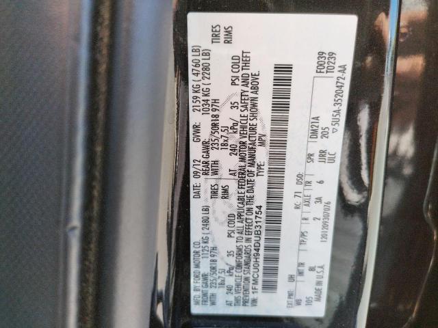 Photo 10 from auction – 2013 FORD ESCAPE SEL with VIN 1FMCU0H94DUB31754