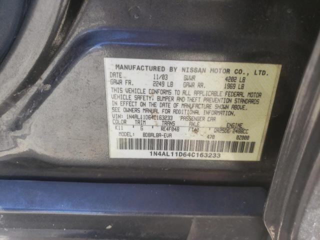 Photo 10 from auction – 2004 NISSAN ALTIMA BAS with VIN 1N4AL11D64C163233