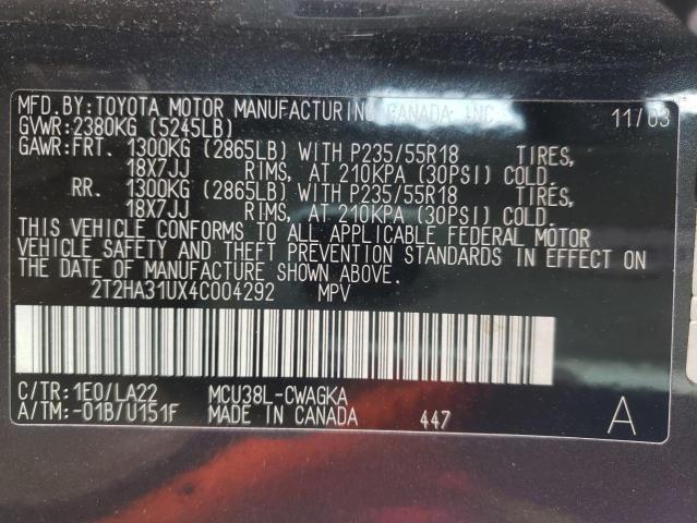 Photo 10 from auction – 2004 LEXUS RX 330 with VIN 2T2HA31UX4C004292
