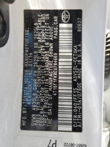 Photo 10 from auction – 2014 TOYOTA CAMRY L with VIN 4T1BF1FK8EU784669