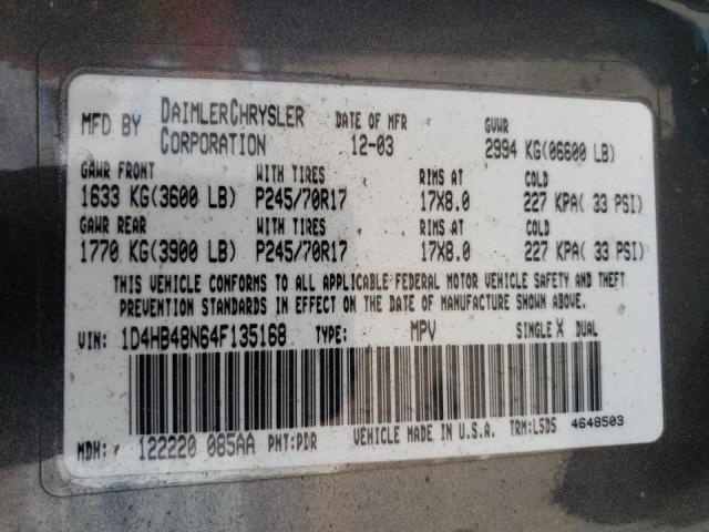 Photo 10 from auction – 2004 DODGE DURANGO with VIN 1D4HB48N64F135168