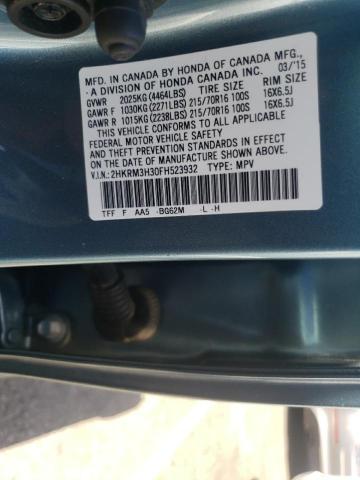 Photo 10 from auction – 2015 HONDA CR-V LX with VIN 2HKRM3H30FH523932