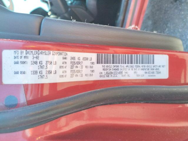 Photo 10 from auction – 2002 JEEP GRAND CHER with VIN 1J8GW58N12C214595