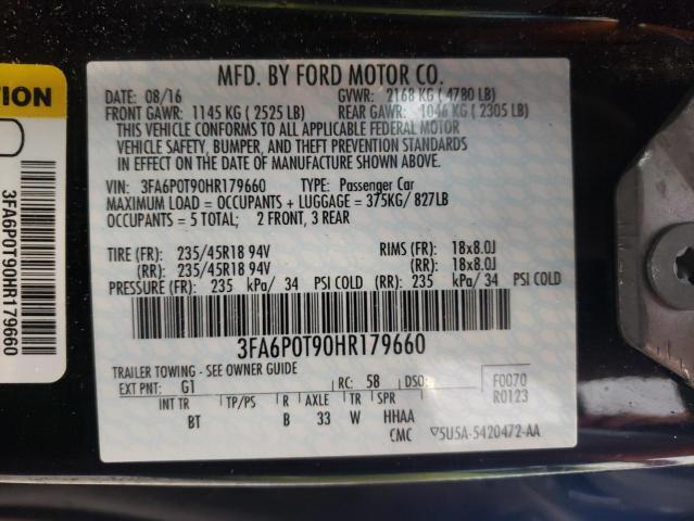 Photo 10 from auction – 2017 FORD FUSION SE with VIN 3FA6P0T90HR179660