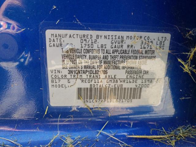 Photo 10 from auction – 2013 NISSAN VERSA S with VIN 3N1CN7AP1DL821705