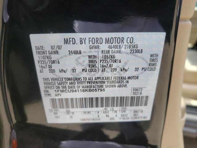 Photo 10 from auction – 2008 FORD ESCAPE LIM with VIN 1FMCU94118KB05795