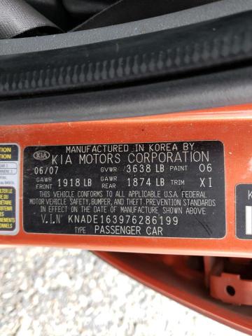 Photo 10 from auction – 2007 KIA RIO 5 SX with VIN KNADE163976286199