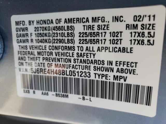 Photo 10 from auction – 2011 HONDA CR-V SE with VIN 5J6RE4H48BL051233