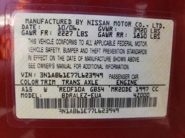 Photo 10 from auction – 2007 NISSAN SENTRA 2.0 with VIN 3N1AB61E77L623949