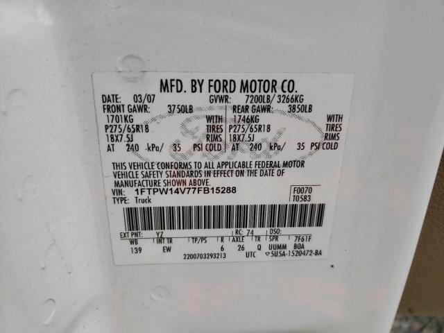 Photo 10 from auction – 2007 FORD F150 SUPER with VIN 1FTPW14V77FB15288
