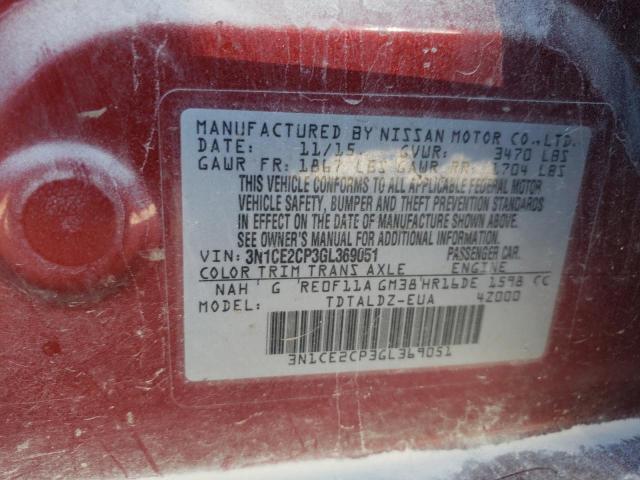 Photo 10 from auction – 2016 NISSAN VERSA NOTE with VIN 3N1CE2CP3GL369051