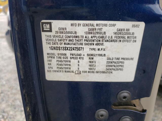 Photo 10 from auction – 2002 CHEVROLET TRAILBLAZE with VIN 1GNDS13SX22475071