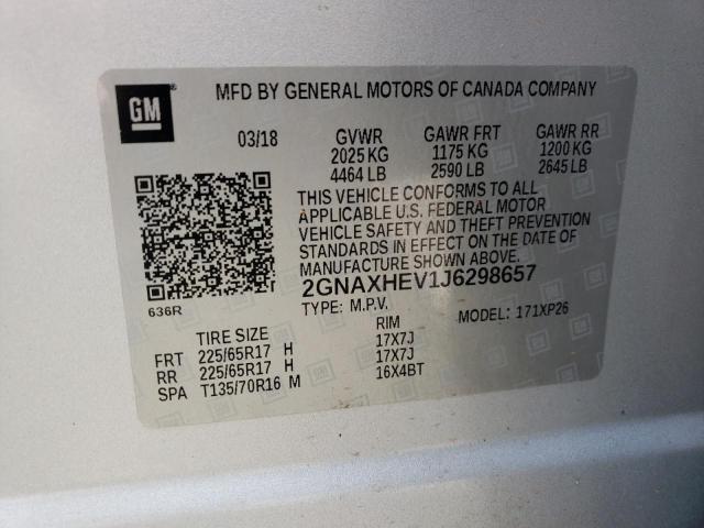 Photo 10 from auction – 2018 CHEVROLET EQUINOX LS with VIN 2GNAXHEV1J6298657