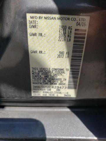 Photo 10 from auction – 2015 NISSAN ALTIMA 2.5 with VIN 1N4AL3AP5FC429477