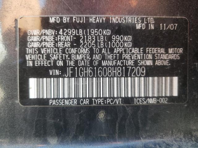 Photo 10 from auction – 2008 SUBARU IMPREZA 2. with VIN JF1GH61608H817209