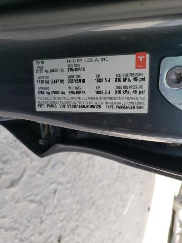 Photo 10 from auction – 2018 TESLA MODEL 3 with VIN 5YJ3E1EA0JF005126