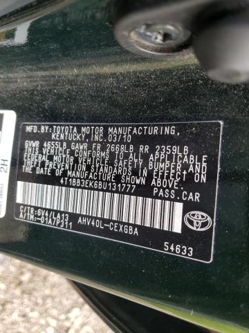 Photo 10 from auction – 2011 TOYOTA CAMRY with VIN 4T1BB3EK6BU131777