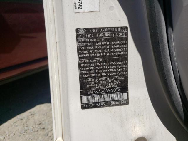 Photo 10 from auction – 2010 LAND ROVER RANGE ROVE with VIN SALSK2D49AA226635