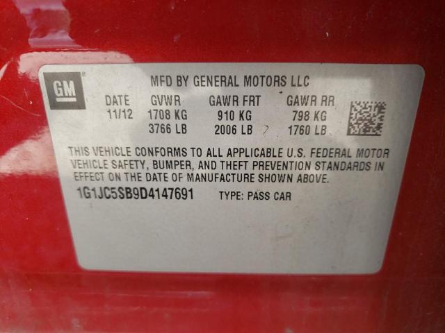 Photo 10 from auction – 2013 CHEVROLET SONIC LT with VIN 1G1JC5SB9D4147691