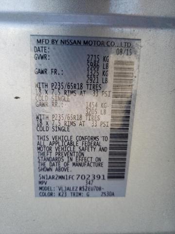 Photo 10 from auction – 2015 NISSAN PATHFINDER with VIN 5N1AR2MN1FC702391