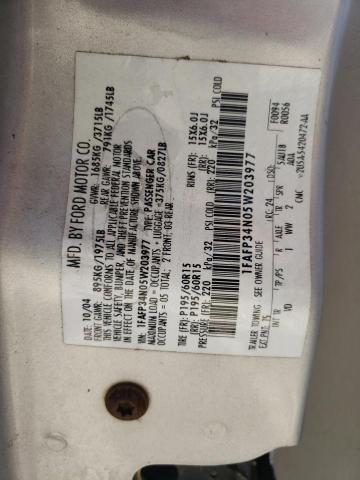 Photo 10 from auction – 2005 FORD FOCUS ZX4 with VIN 1FAFP34N05W203977