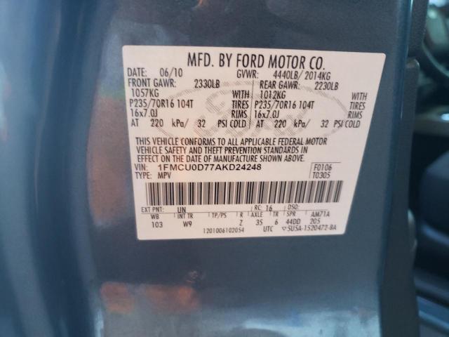 Photo 10 from auction – 2010 FORD ESCAPE XLT with VIN 1FMCU0D77AKD24248