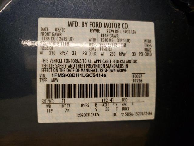 Photo 10 from auction – 2020 FORD EXPLORER with VIN 1FMSK8BH1LGC24146