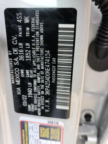 Photo 10 from auction – 2022 KIA RIO S with VIN 3KPA25AD0NE474154