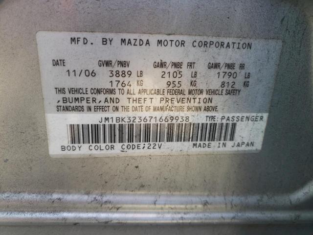 Photo 10 from auction – 2007 MAZDA 3 S with VIN JM1BK323671669938
